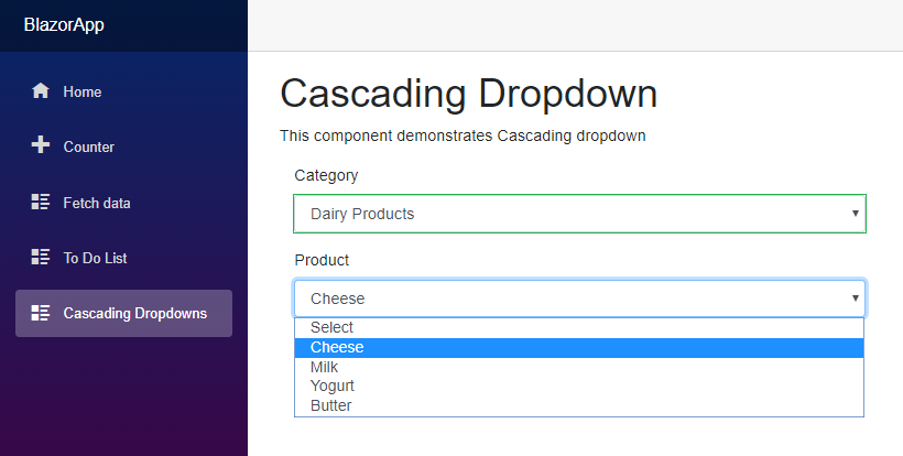 Cascading Dropdown with Category and Products