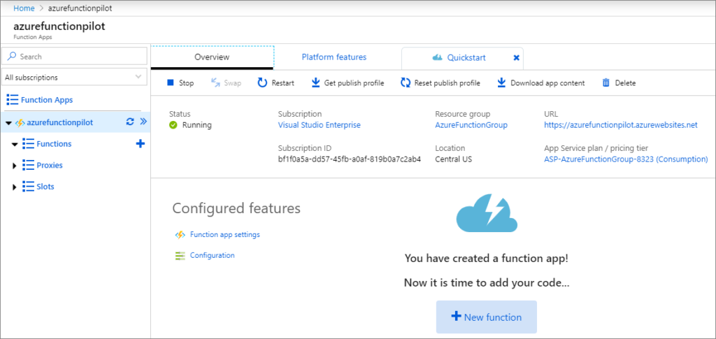 Azure Function - After Creation