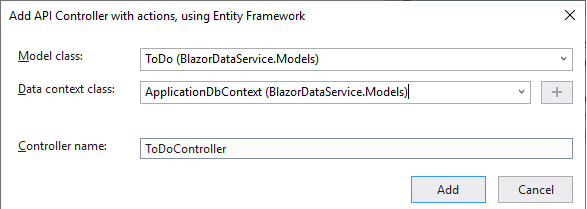 Add API Controller with Model